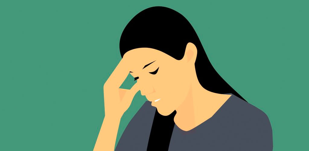 Illustration of a disappointed woman rubbing her forehead