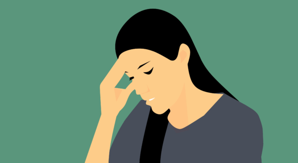 Illustration of a disappointed woman rubbing her forehead